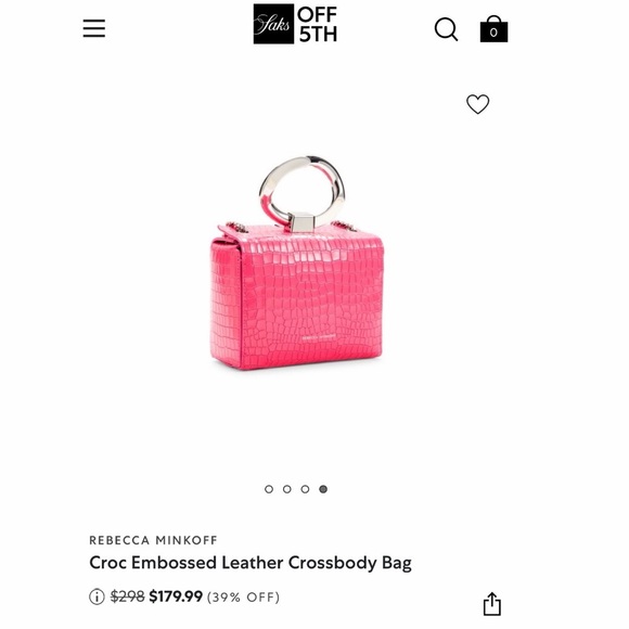 New Rebecca Minkoff Pink Croc-Embossed Mini Bag with Silver Handle - Picture 3 of 11